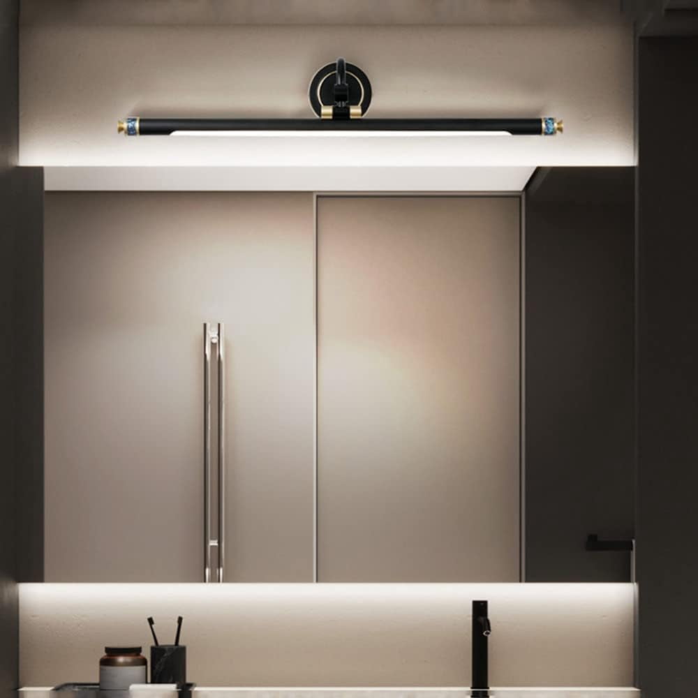 Copper Vanity Wall Lamp LED Bathroom Mirror Light Bar, Adjustable Bath Mirror Front Lighting Fixture Rotatable Vanity Mirror Lights for Washroom Bath Dressing Table