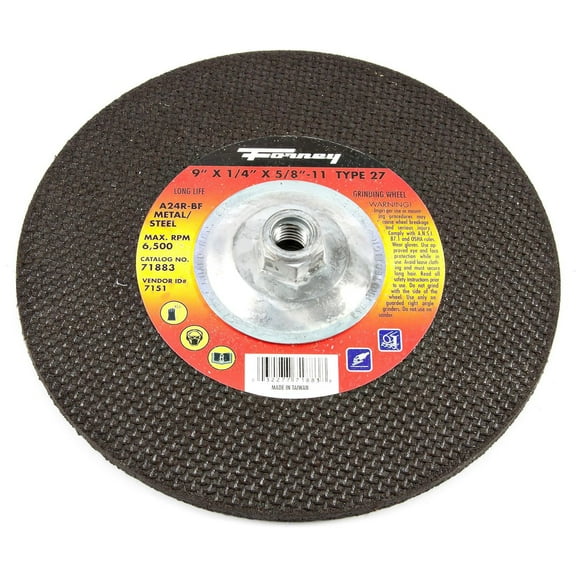 Forney Grinding Wheel, Metal, Type 27, 9 Inch by 1/4 Inch by 5/8 Inch-11