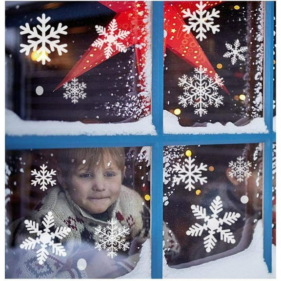 155 pcs Snowflake Window Clings Christmas Decorations Snowflakes Window Decals - White Snowflake Decorations Winter Window Clings Snow Decals (8 Sheets)