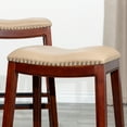 thumbnail image 3 of Cterwk 30" Bar Stool, Cherry Finish, Brown Leather Seat, 3 of 7