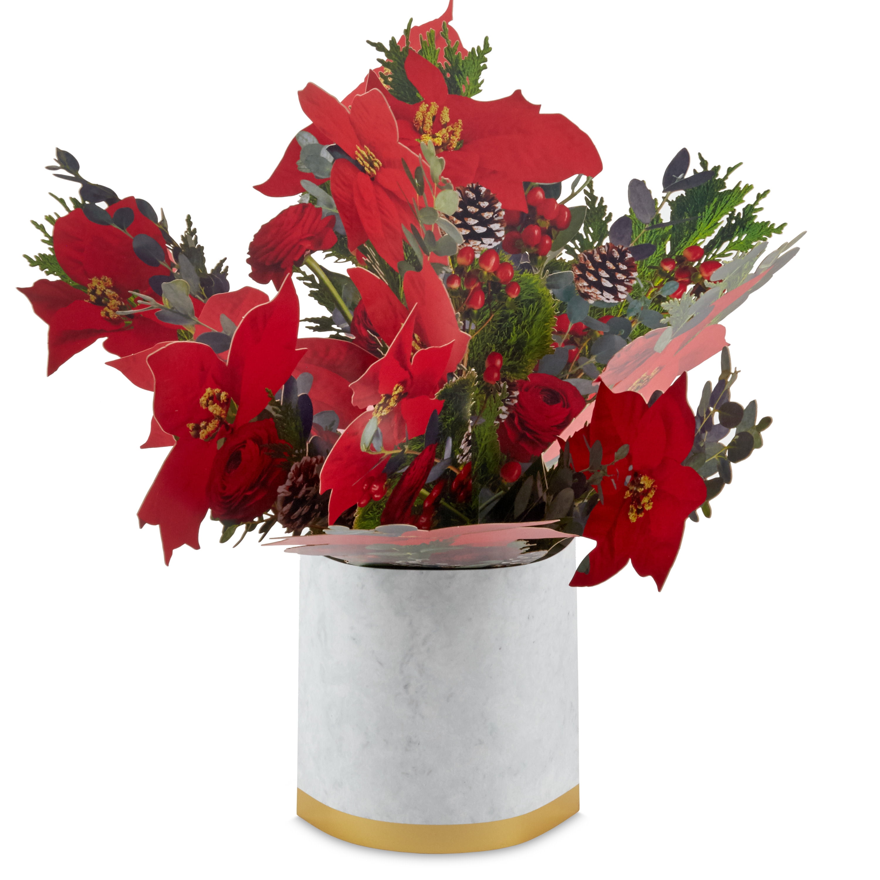 Hallmark Paper Wonder 3D Pop-Up Christmas Greeting Card (Merry Christmas Poinsettia Flower Bouquet)
