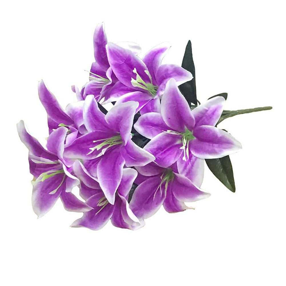 Ana Artificial Flowers Lily Silk Flowers Bunch with 10 Big Heads Fake Flower Bunch Bouquet for