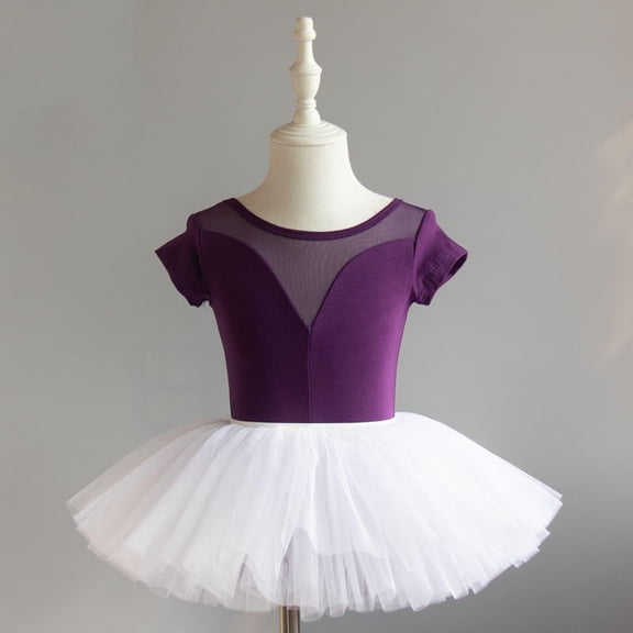 ATOGUTA Ballet Leotards for Girls Dance Ballet Leotard with Skirt Ballerina Dresses Tutu Outfits Ballet Leotards Size 3T-17, Dark Blue
