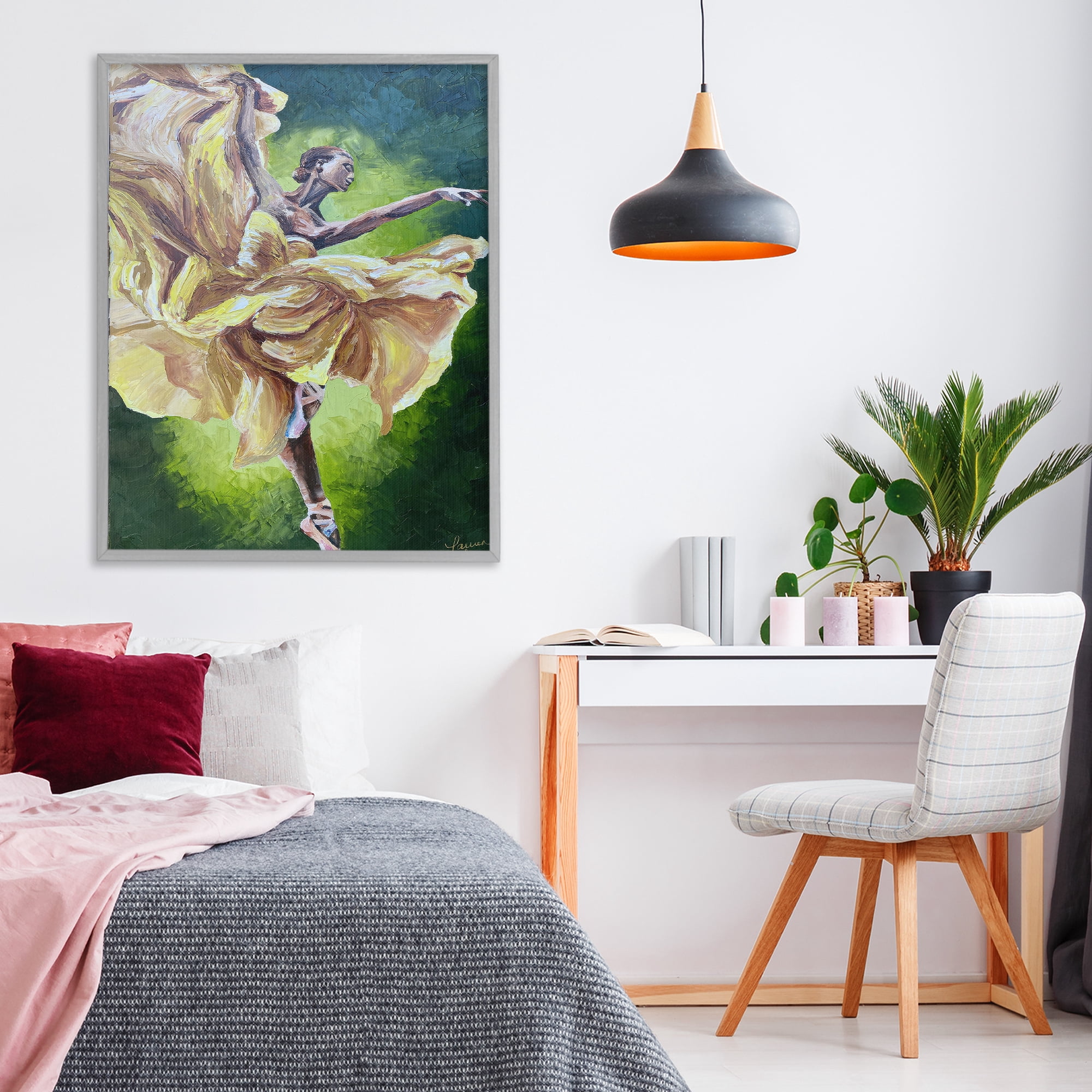 Stupell Industries Primavera Ballet Dancer Gray Framed Giclee Art, design by Lauren Luna