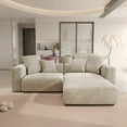 thumbnail image 3 of Magic Home Convertible Sectional Sofa Modular Couch,L-Shaped Modern Cozy Corduroy Sofa with Pillows for Living Room,Apartment and Small Space,2-Seat Sofa with One Ottoman,Beige, 3 of 15