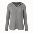 thumbnail image 4 of Towmus Women's Hoodie Oversized Waffle Knit Tops Henley Casual Shirts Long Sleeve Button V Neck Solid Color Casual Tunic Sweatshirt S-5XL, 4 of 7