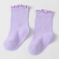 thumbnail image 7 of ITSAME Baby Girls Crew Socks Ruffle Cuff Breathable Cotton Thin Solid Color Mid-Calf Casual Socks for Infants Purple Size 2T, 7 of 7