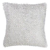 Saro Lifestyle Foil Printed Knotted Nubby Down Filled Cotton Throw Pillow Silver
