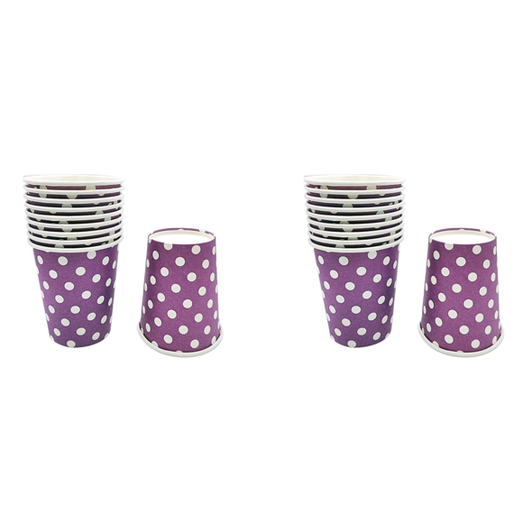 Pack of 20 250 Ml Paper Cups - - Summer BBQ Party Disposable Tableware - Colour,20 x Paper Cups,Purple