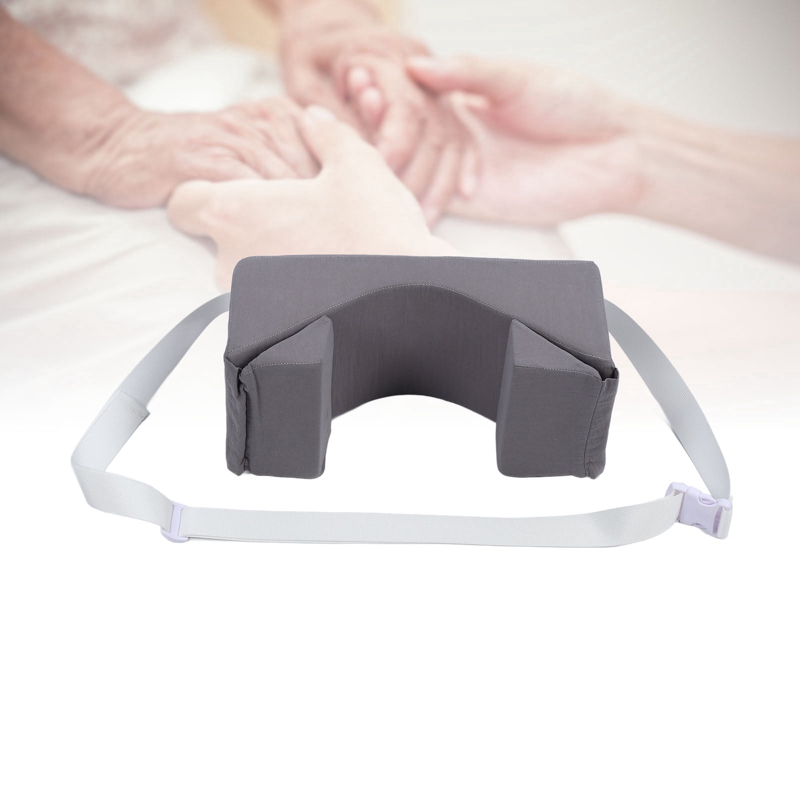 Rupoun Medical Head Positioning Pillow Gray Foam Wedge Neck Stabilizer for Bedridden Post Surgery, 15.75 x 7.87 x 7.09 inches / 40 x 20 x 18 cm, Face Up Sleeping Positioner with Removable Cover