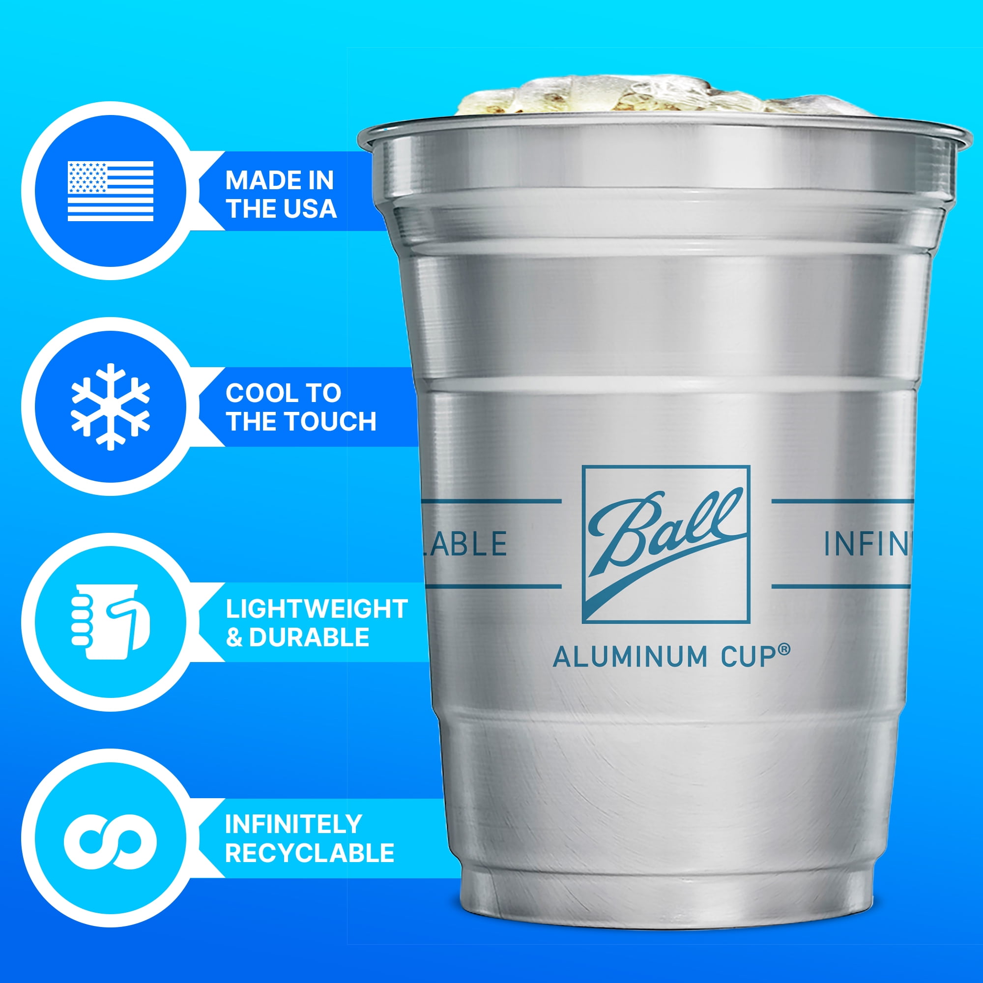 Ball Aluminum Cup™, 16oz, 24ct - The Ultimate 100% Recyclable Cold-Drink  Cup
