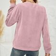 thumbnail image 6 of IROINNID Long Sleeve T-Shirts for Women Solid Corduroy Round Neck Pullover Top Round Neck Top/shirt,Pink, 6 of 6
