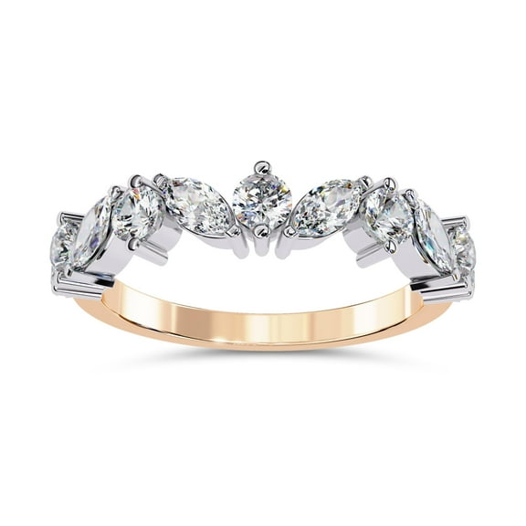 AFFY Wedding Band Ring for Women Marquise and Round Cut Lab Created Moissanite Eternity Ring Gifts For Her in 10K Solid Rose Gold Size-10
