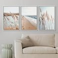 thumbnail image 2 of PixonSign Framed Canvas White Beach Grass Cloudy Ocean Sea Wave Horizon Landscape Prints Nature Wilderness Photography Modern Decorative Rustic Calm/Relax - 16"x24"x3 White, 2 of 5