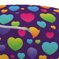 thumbnail image 3 of Hearts Pouf Cover with Zipper, Valentines Day Wedding Themed Rainbow Colored of Love on Purple Background, Soft Decorative Fabric Unstuffed Case, 30" W X 17.3" L, Multicolor, by Ambesonne, 3 of 5
