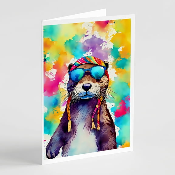 Hippie Animal Otter Greeting Cards Pack of 8 7 in x 5 in