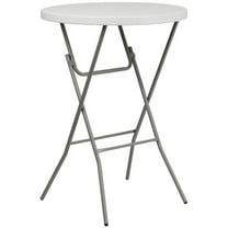Maklaine 31.5" Round Bar Height Plastic Folding Table in Granite White