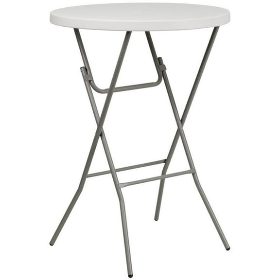 Maklaine 31.5" Round Bar Height Plastic Folding Table in Granite White