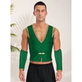 thumbnail image 3 of dPois Men's Medieval Renaissance Vest Arabian Prince Dance Stage Performance Shirt Top Green L, 3 of 6
