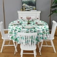 thumbnail image 2 of Green Christmas Tree and Text Pattern Round Tablecloth 60"x60",Wrinkle Wipeable Table Cloth for Kitchen Dining Room Picnic Patio Party, 2 of 6