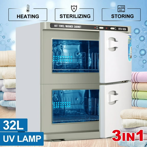 White 32L Hot Towel Warmer Cabinet Facial Skin Care Hair Barber Esthetician Salon Beauty Spa Tattoo Equipment