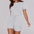 thumbnail image 2 of YDLCAFD Womens Casual Short Sleeve Shorts Solid Jumpsuit With 2 Pockets L, 2 of 7