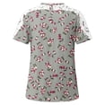 thumbnail image 4 of Mujeres Causal Mangas Cortas Cómodo Encaje Cuello Redondo Estampado Blusa Pullover Tops Camisa OAVQHLG3B Store lin121212, 4 of 5