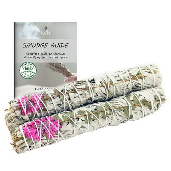 Soul Sticks 1pc Dahlia 9" Smudge Stick Bundle with Guide for Cleansing, Energy Clearing, Smudging, & Positive Vibes
