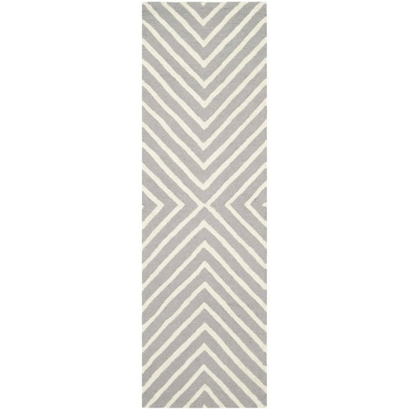 SAFAVIEH Cambridge Lilly Geometric Wool Runner Rug, Silver/Ivory, 2'6" x 22'