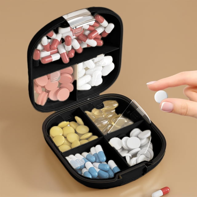 RKSTN storage box Large Vitamin Organizer 7 Compartments Portable Travel Vitamin Box Keep Dry Extra Large Vitamin Box For Vitamins Supplements For Outdoor