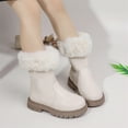 thumbnail image 3 of Cethrio Little Girls Thermal Booties, School Winter Non-slip Zipper Winter Shoes Beige Size 10(Little Kids), 3 of 6