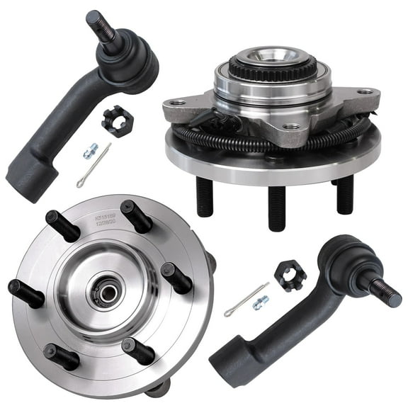 Detroit Axle - Front Wheel Bearing Hub Assembly   Outer Tie Rod End Front Suspension Kit Replacement For 2015 2016 2017 Ford F-150 [4WD Not For Raptor Models] - 4pc Set
