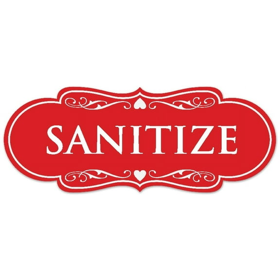 Signs ByLITA Designer Sanitize Sign - Easy Installation | Durable Wall or Door Sign (Red) - Large