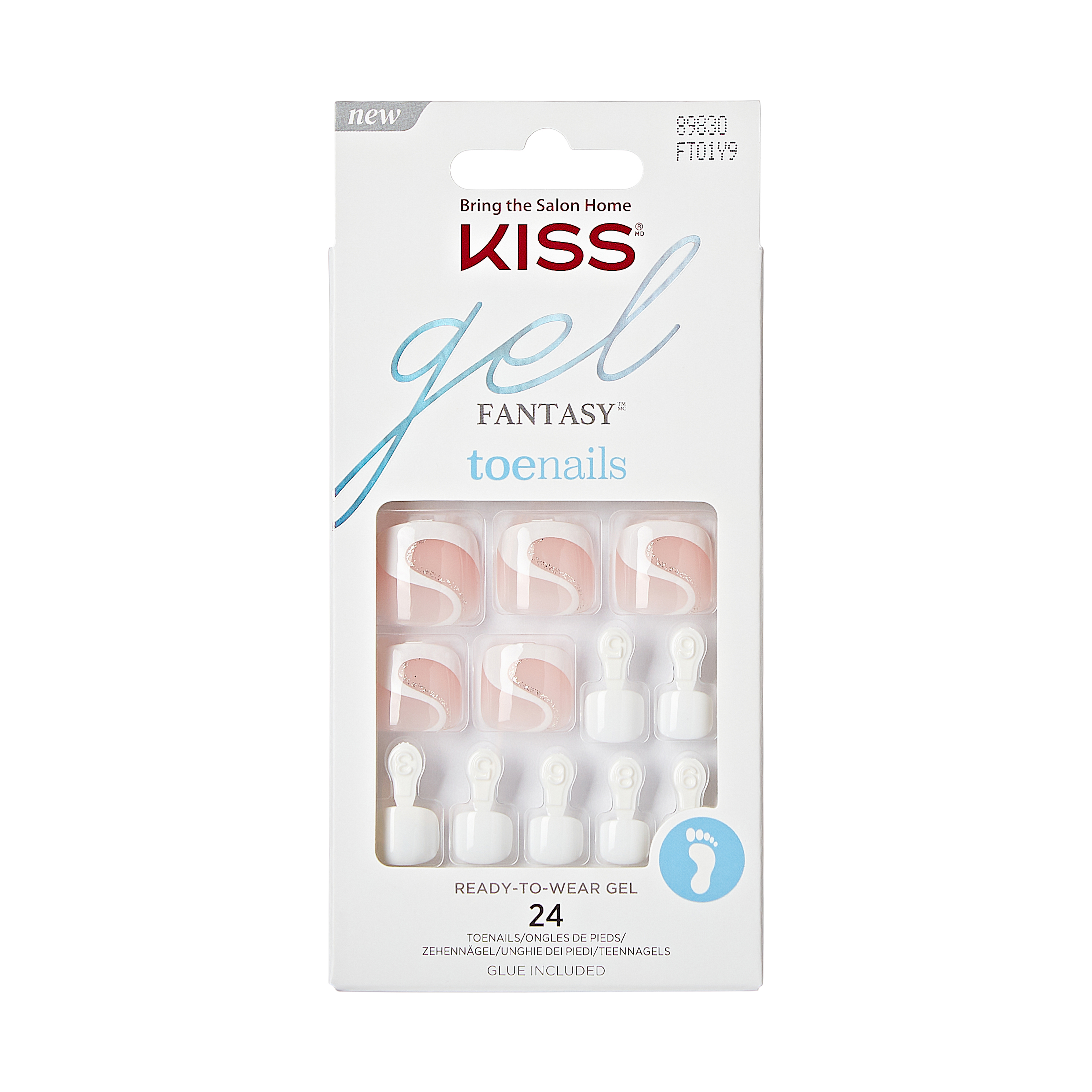 KISS Gel Fantasy ReadytoWear Fake Toenails Pedicure Kit, White