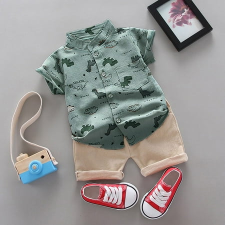 

nsendm Baby T-shirt Set Cartoon Kids Dinosaur Outfits Boys Tops+Pants Toddler Boys Outfits&Set 4 Month Baby Boy Clothes Childrenscostume Grey 2-3 Years
