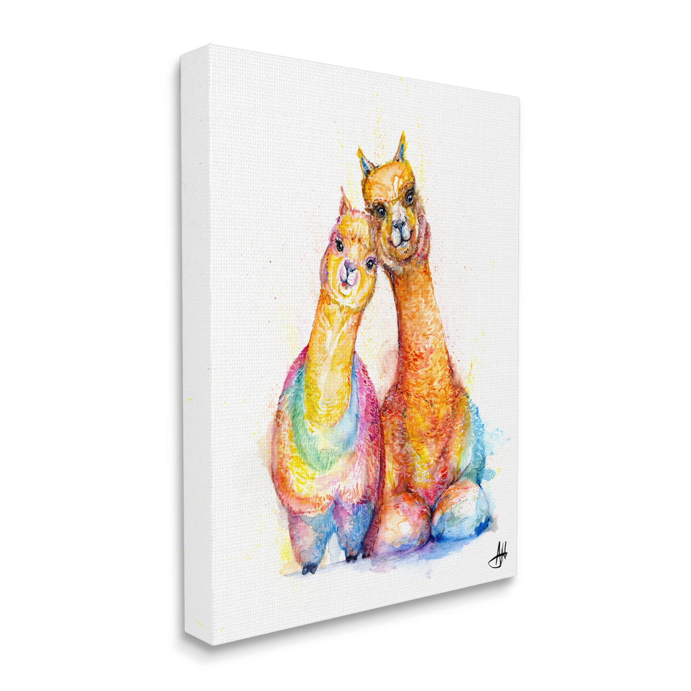 Smiling Alpacas Rainbow Animals Animals & Insects Graphic Art Gallery Wrapped Canvas Print Wall Art