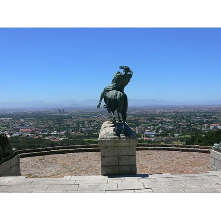 Art For Africa - Framed Art for Your Wall Bronze Man and Horse Cape Town Statue South Africa 10x13 Frame