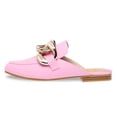 thumbnail image 2 of FSJ Women Classic Closed Round Toe Mules Chains Low Heeled Loafer Slides Comfortable Slip on Casual Walking Flats Size 10.5 Rose Pink, 2 of 5