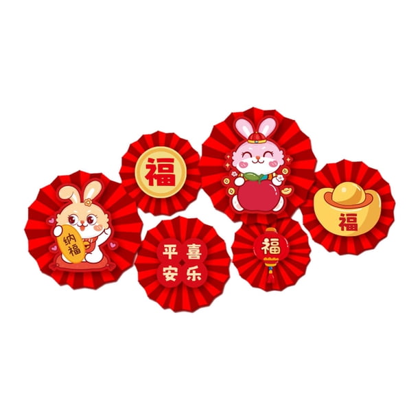 Abanico de flores de papel para decoración china, manualidades creativas de Año Nuevo para bricolaje en rojo para la vida estilo D
