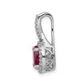 thumbnail image 2 of Real 14kt White Gold Diamond and Oval Ruby Halo Pendant; for Adults and Teens; for Women and Men, 2 of 4