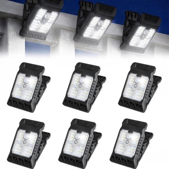 Solar Clip Light with Motion Sensor, Portable Waterproof LED Outdoor Light for Fence, Patio, Garage, and Garden Decoration