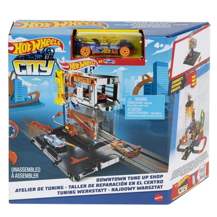 Hot Wheels City Downtown Repair Station Playset, with 1 toy Car