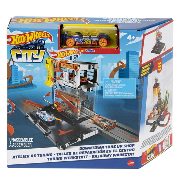 Hot Wheels City Downtown Repair Station Playset, with 1 toy Car
