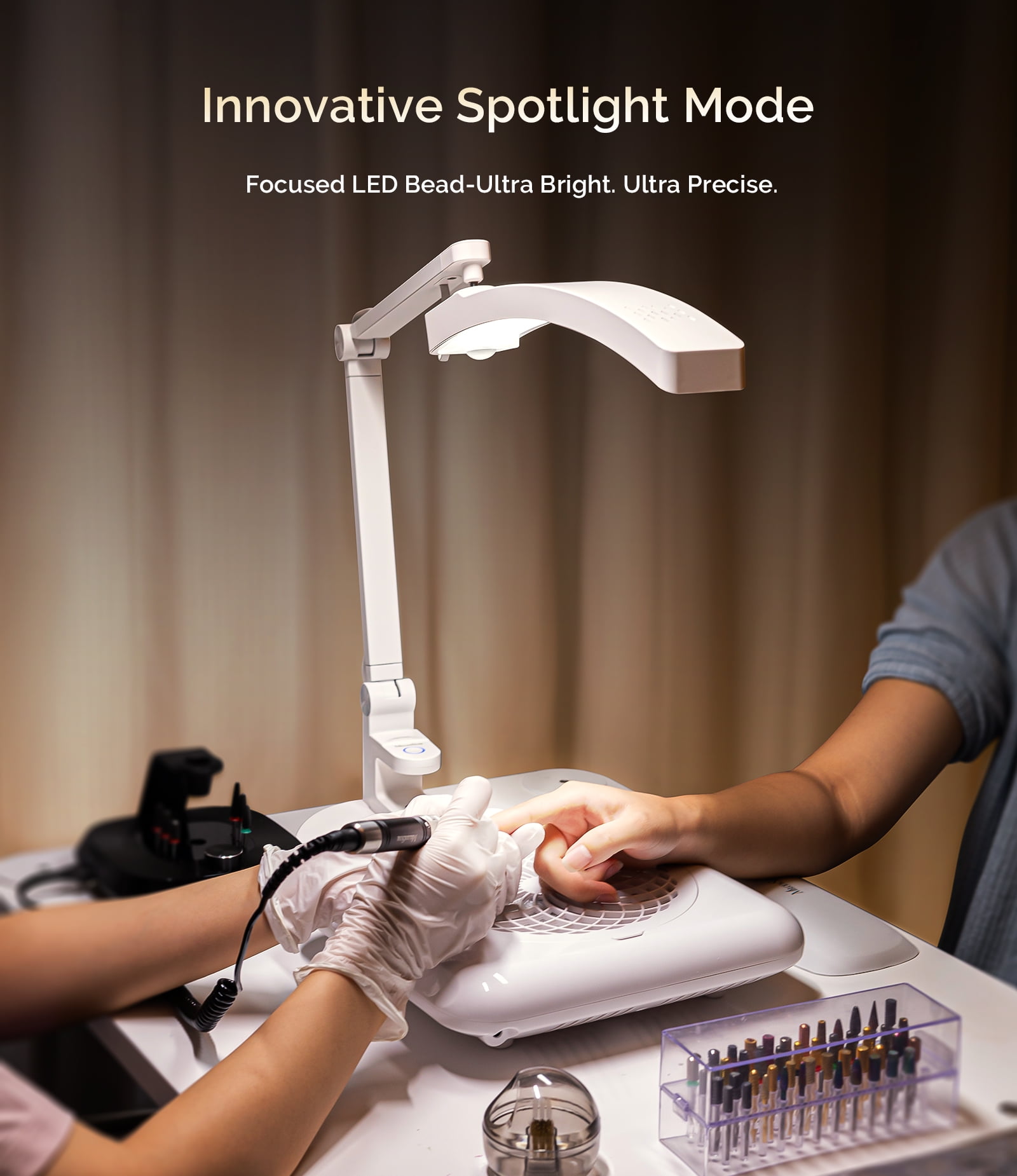 MelodySusie LED Manicure Table Lamp for Nail Techs, S-Pro29G Professional Nail Desk Light with Magnetic UV Curing Lamp