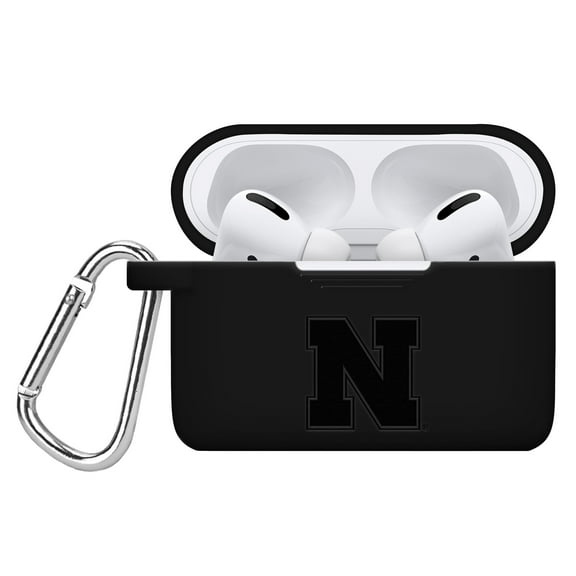 Nebraska Huskers Engraved Silicone Case Cover Compatible with Apple AirPods Pro 1 & 2 (Black) by Affinity Bands