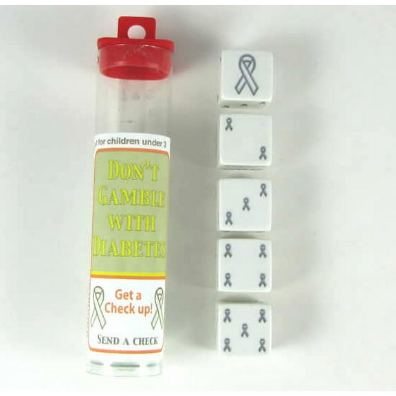 Silver Ribbon White Dice with Silver Ribbons D6 19mm (3/4in) Set of 5 Koplow Games