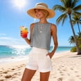 thumbnail image 6 of SwiftWear Women's Reversible Sleeveless Tank Tops Striped Pattern & Solid Color 2-in-1 Linen-Like Cropped Summer Top for Casual Wear, 6 of 9