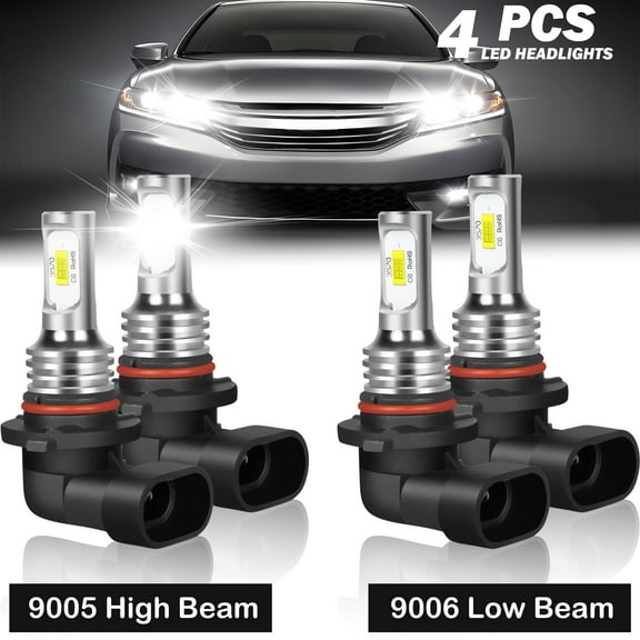 For Honda Accord 2003-2007 LED Headlight Bulbs Combo 9005 9006 High&Low Beam 6000K White,4PCS
