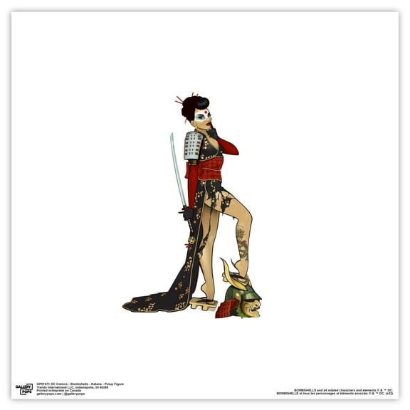 Gallery Pops DC Comics Bombshells - Katana - Pinup Figure Wall Art, Unframed Version, 12" x 12"