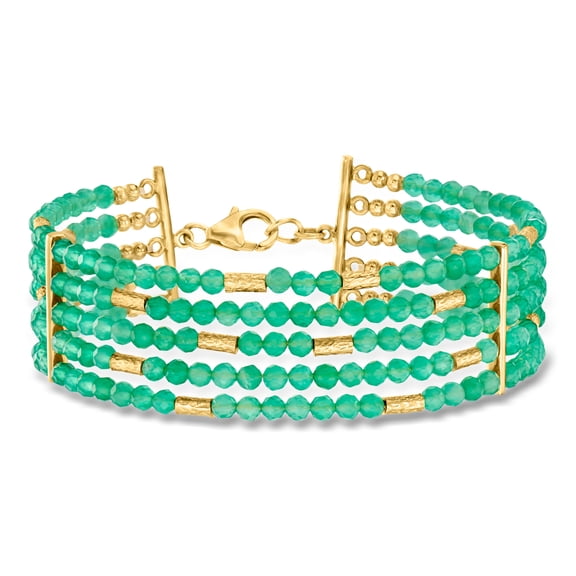 Ross-Simons Green Chalcedony Bead 5-Row Bead Bracelet in 18kt Gold Over Sterling, Women's, Adult